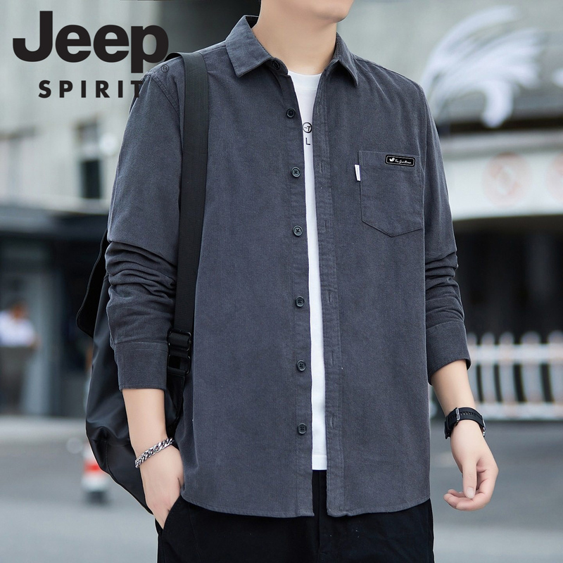 Jeep Spirit Pure Cotton Long-Sleeved Shirt Men's Spring and Autum Lapel Loose Casual Workwear Shirt Jacket Jeep Spirit Pure Cotton Long-Sleeved Shirt Men's Spring and Autum Lapel Loose Casual Workwear Shirt Jacket