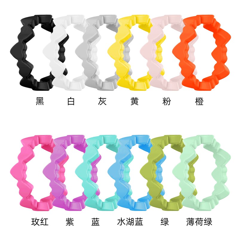Love-Themed Silicone Rings, 12 Colors, Amazon Best-Selling Silicone Rings, Non-Sticky, Eco-Friendly, Comfortable, Xiaohongshu