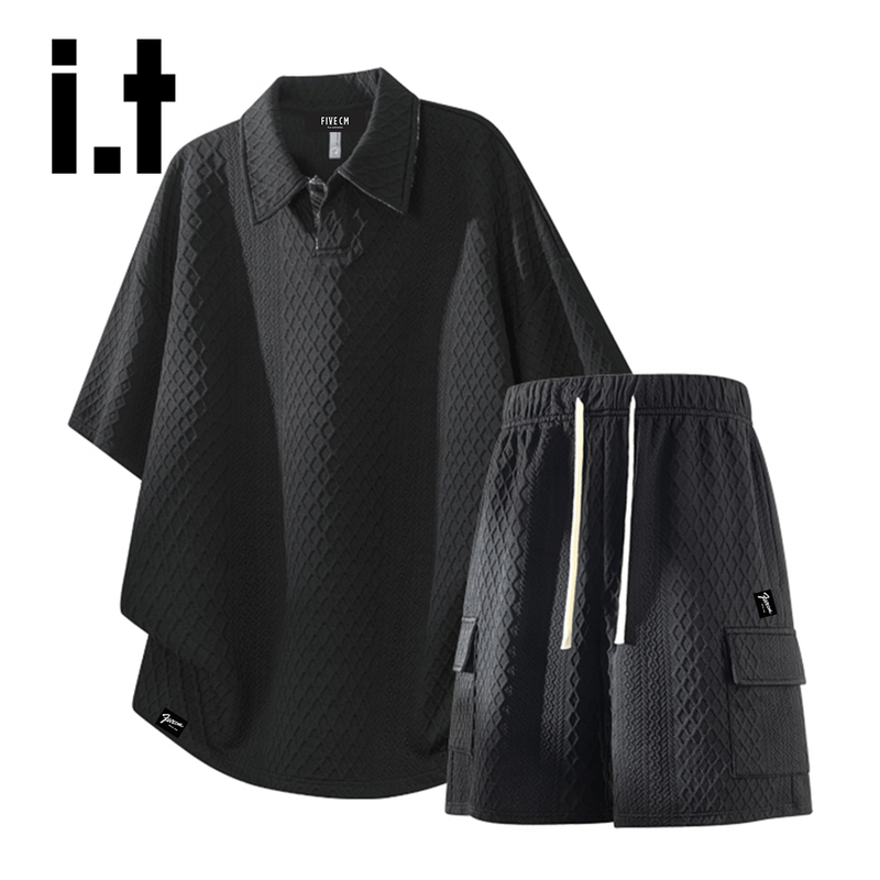 It: 5Cm/Fivecm Summer Casual Sports Suit for Men, New Fashion Trendy Short-Sleeved Shorts Two-Piece Set X