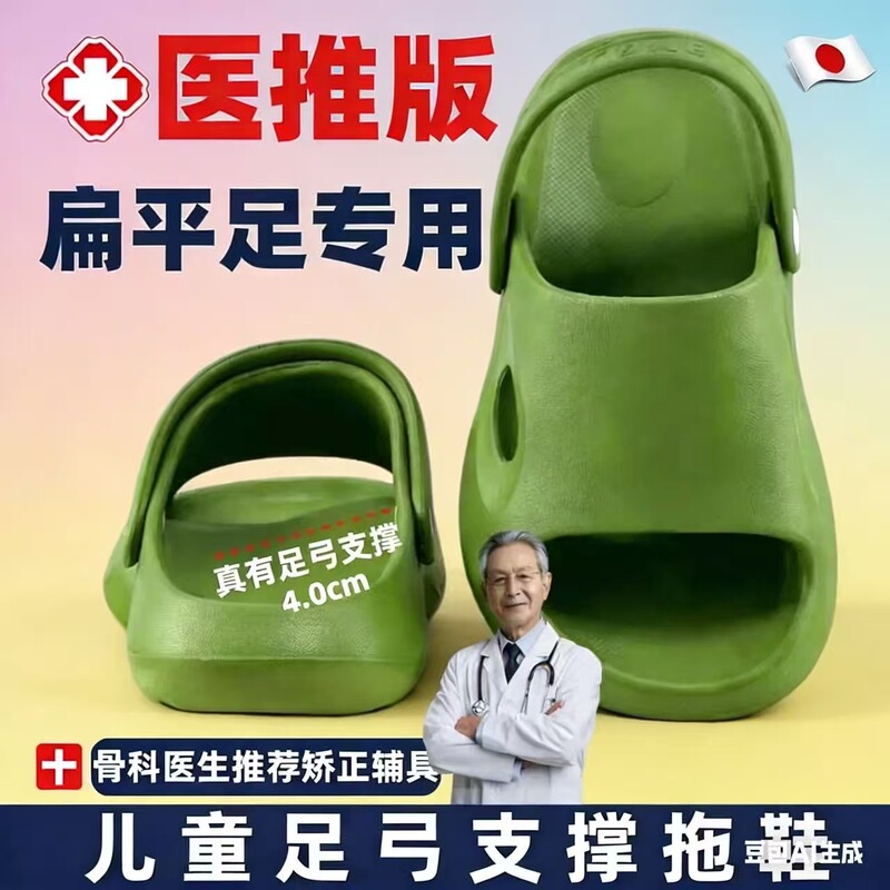 Tuke Children's Arch Support Slippers, Medical Recommended Version for Flat Feet, Special Corrective Thick-Soled Sandals