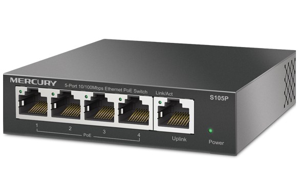 MERCURY Mercury S105P 5-port 100Mbit Iron Shell POE Switch Standard POE video monitoring power supply