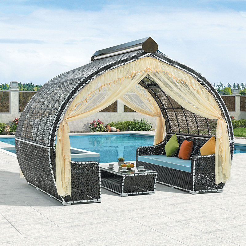Outdoor pavilion European-style large-scale longevity peach tent villa courtyard garden balcony homestay woven rattan pavilion