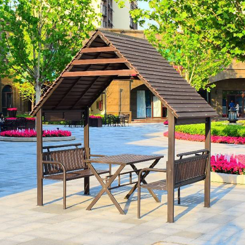 Outdoor Fields Garden Pavilion Pavilion Small Wooden House Outdoor Courtyard Leisure Folk Titan Iron Art Embalming Carbon Wood Villa Plastic Wood Awning-Taobao