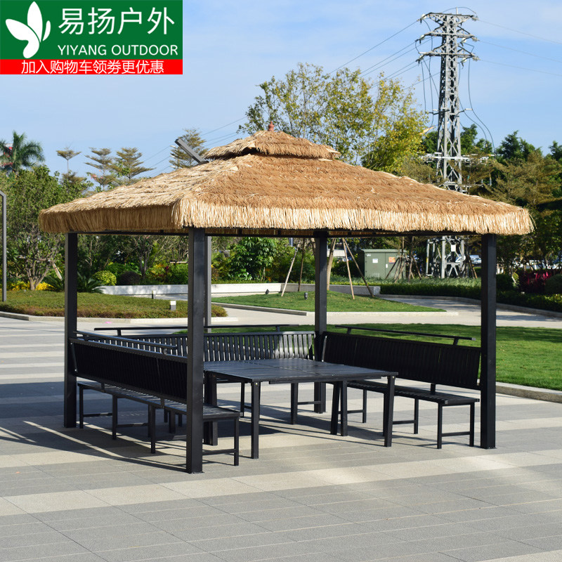 Outdoor courtyard thatched pavilion garden terrace balcony awning homestay leisure farm pavilion outdoor wrought iron leisure pavilion