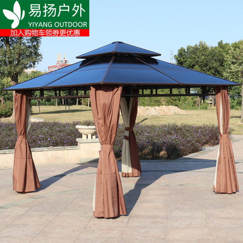 Outdoor courtyard pavilion homestay leisure farm terrace balcony wrought iron shade canopy villa garden leisure new Chinese style