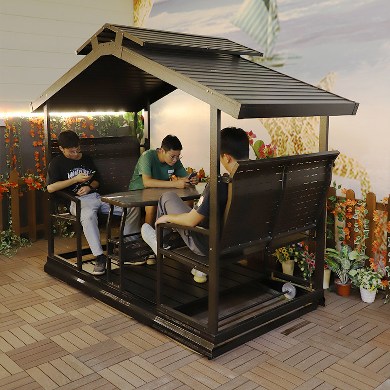 Outdoor leisure four-person power rocking chair garden courtyard six-person swing waterproof indoor and outdoor terrace balcony cast aluminum