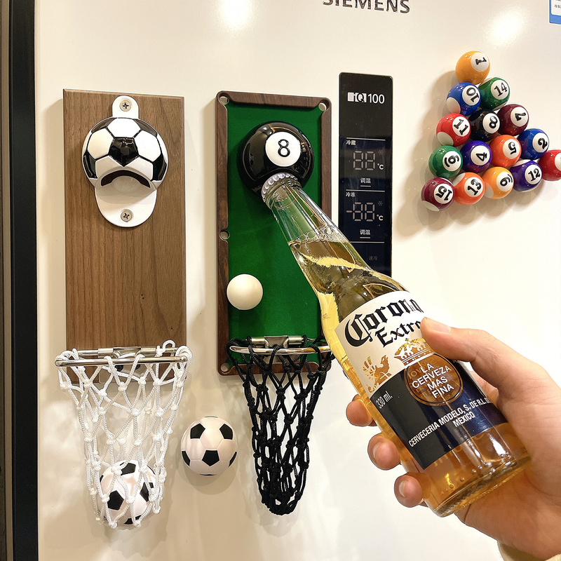 Magnetic Bottle Opener Fridge Magnet Creative Billiards Bottle Opener Football Bottle Opener Basketball Shooting Bottle Opener Bottle Opener