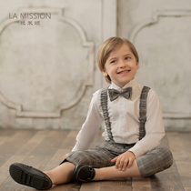 Lamy Praises New Childrens Plaid Birthday Suit Law Style Boy Suit Everyday Casual Little Gentleman Braces Long Pants