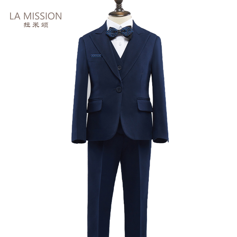 New Original Dark Blue Boys' Suit for Piano and Violin Performance, Host, Children's Suit, Flower Boy Dress