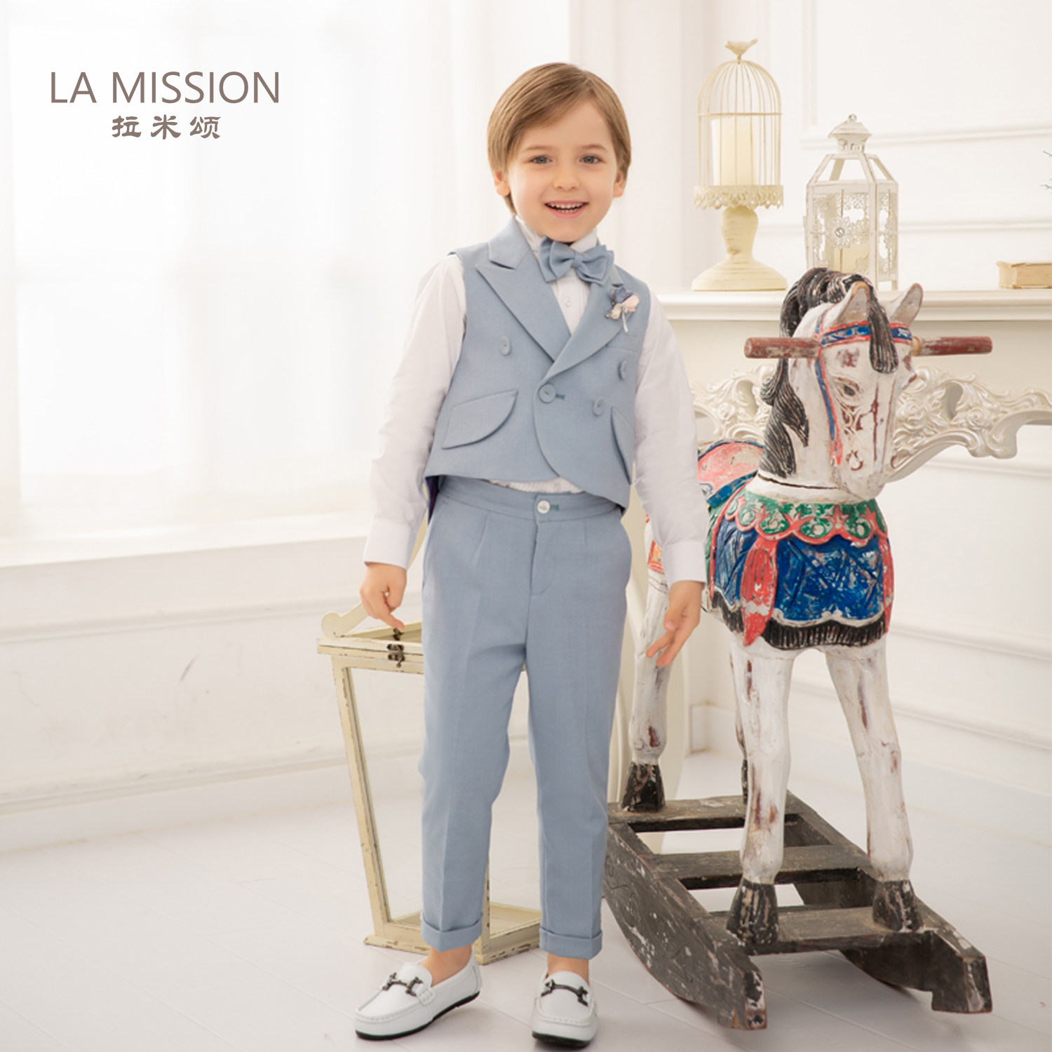 Lamison French tuxedo vest children's dress birthday party boy suit performance host gentleman suit