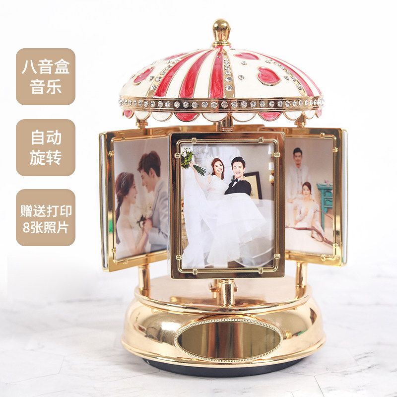 Rotating custom lettering photo music box Music box Creative wedding Tanabata Valentine's Day gift to girlfriend wife