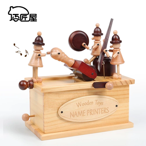 Деревянная музыкальная шкатулка, детская игрушка из натурального дерева, марионетка для мальчиков, подарок на день рождения