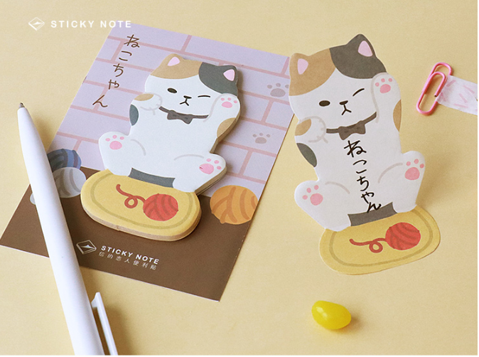 Express your heart send people Japanese fortune cat N times paste cat star cartoon sticky note ghostwriting card sticky note