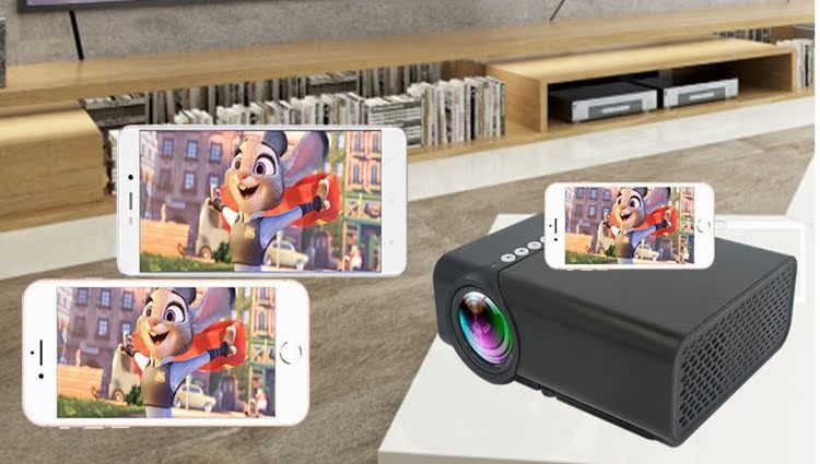 Không có màn hình TV máy chiếu cầm tay plug-in kết nối trực tiếp điện thoại di động LED3D4 máy chiếu siêu nhỏ chiếu HD - Máy chiếu