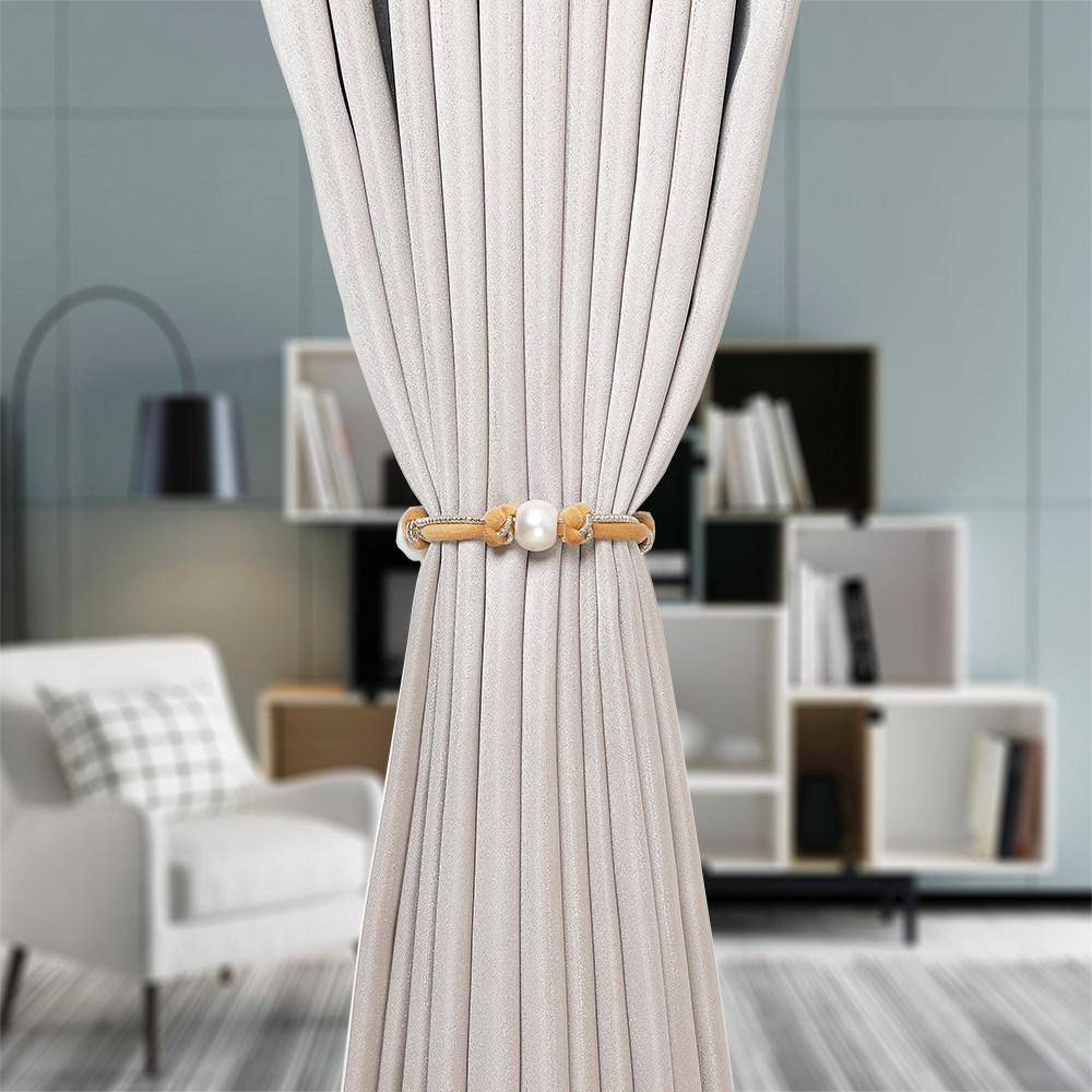Minimalist Modern Fabric Handmade Pearl Curtain strap handmade ornament tied rope Zharness a pair of inins light lavish