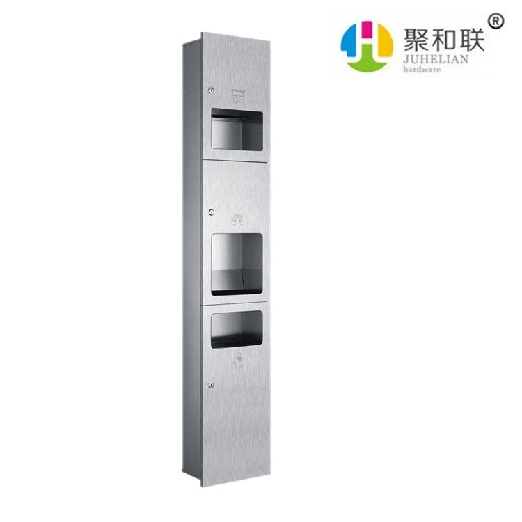 Dark Clothing 304 stainless steel three-in-one paper towel rack Three-in-one combination cabinet All trash can sanitary carton