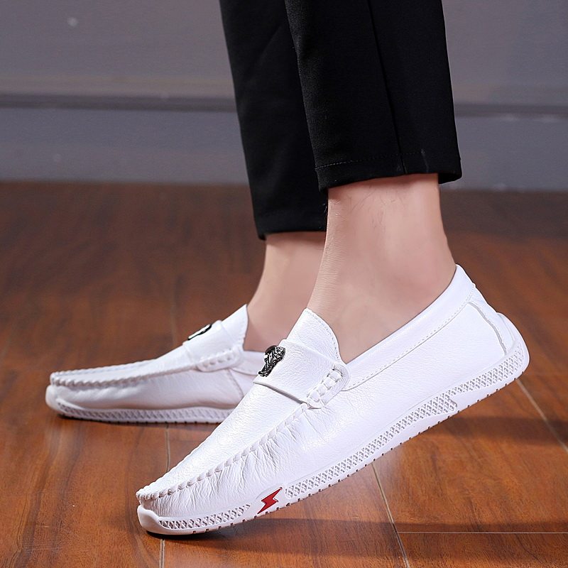 White Bean shoes Men's Korean version Trend 100 lap Social sloth men's shoes Summer wave shoes 2022 new casual leather shoes