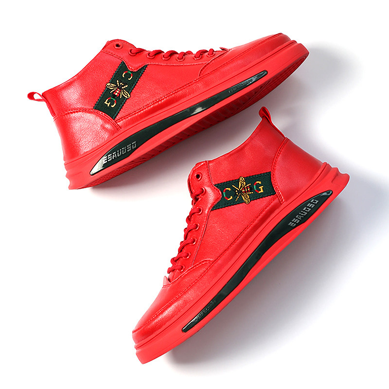 This Life Year Red High Cylinder Shoes Men's Spring Boomers Men's Shoes 2022 New Men Casual Shoes Subtidal Shoes Red Shoes Men