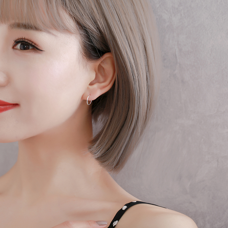 S999 - Clean silver earrings retro earrings of small earrings of aural aura. Small earrings of the S999 - style and bright - wooden earrings