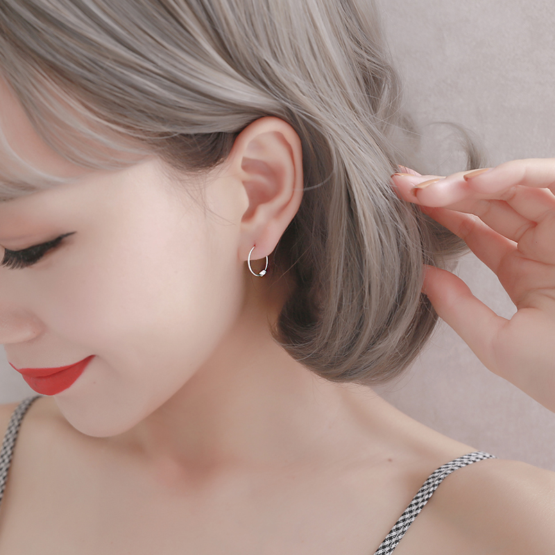 Earrings 2021 New Tide Qi s925 pure silver earrings for Han female personality Net Red Superior Sensation Circle Circle