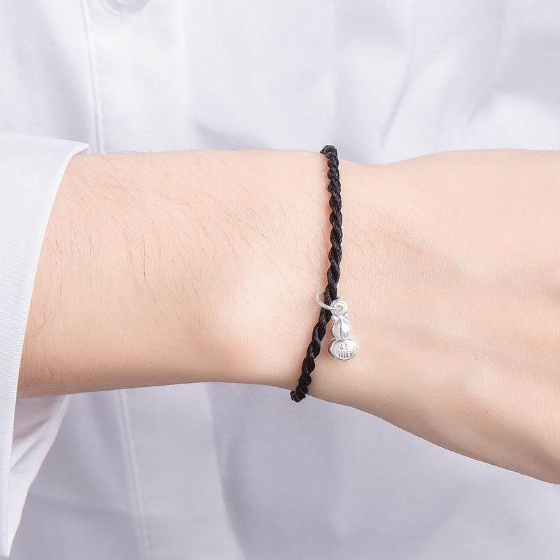 S925 silver mini hyacinth pendant cute long life lock baby pendant red rope handmade accessories Po Ping An item pendant