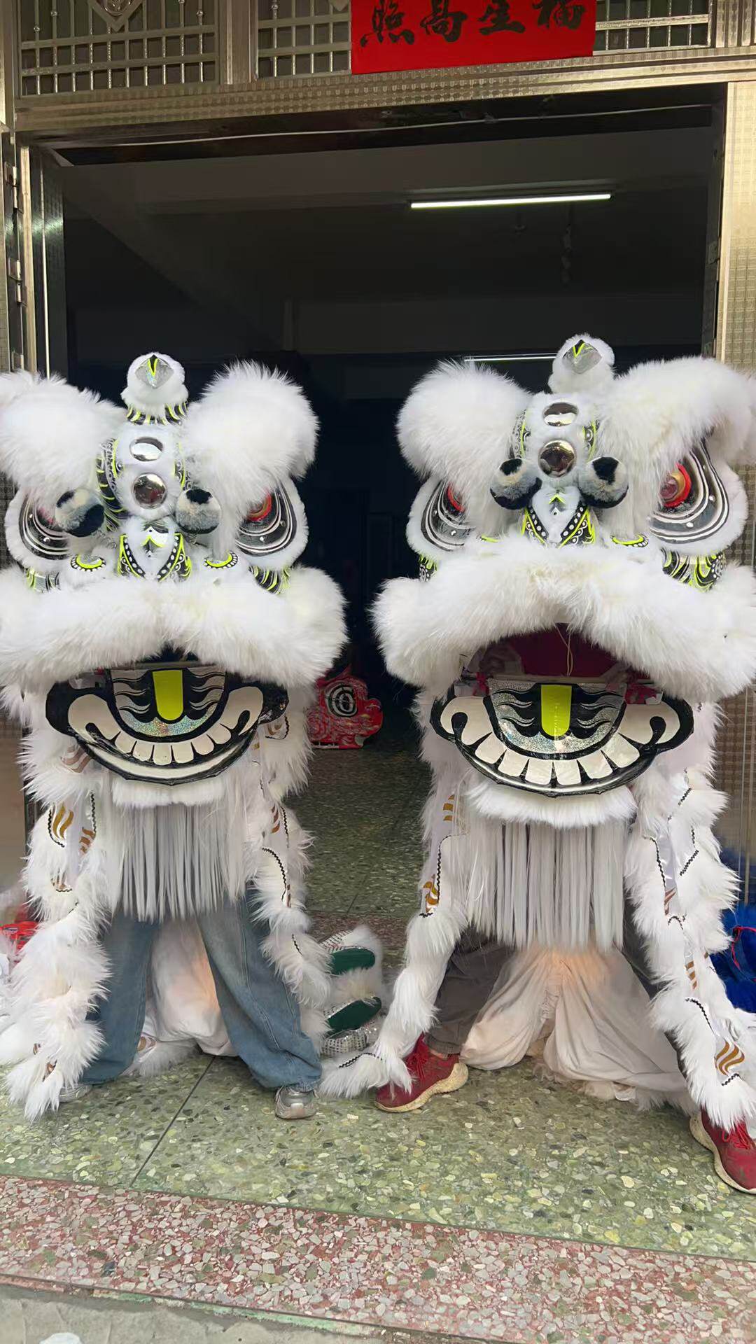 老夫子款竹编南狮青城飞鸿传统醒狮头金底黑色老夫子醒狮客制化狮头