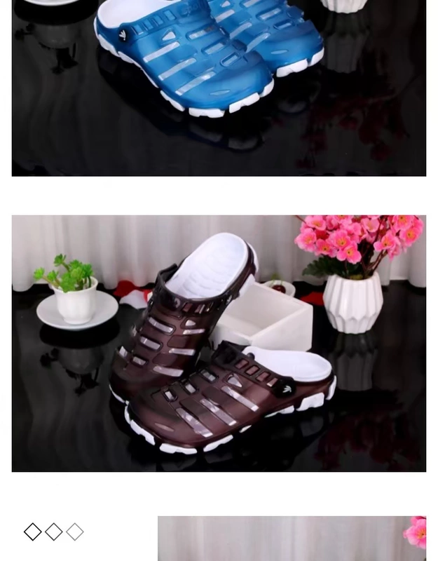 Giày đế xuồng nam mùa hè thạch Baotou dép và dép đi trong nhà mềm nửa dưới dép nam xu hướng giày chống trượt thông thường
