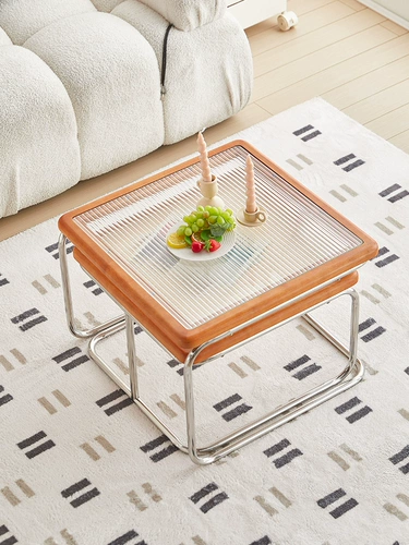 Среднекварный журнальный столик гостиная домохозяйство маленькая квартира диван несколько комбинаций легкие роскошные сеть красная виноградная лоза редактированная стеклянная из нержавеющая сталь стол