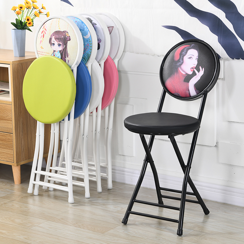 Folding stool back chair home portable small round stool dormitory chair dining chair office chair conference training computer chair