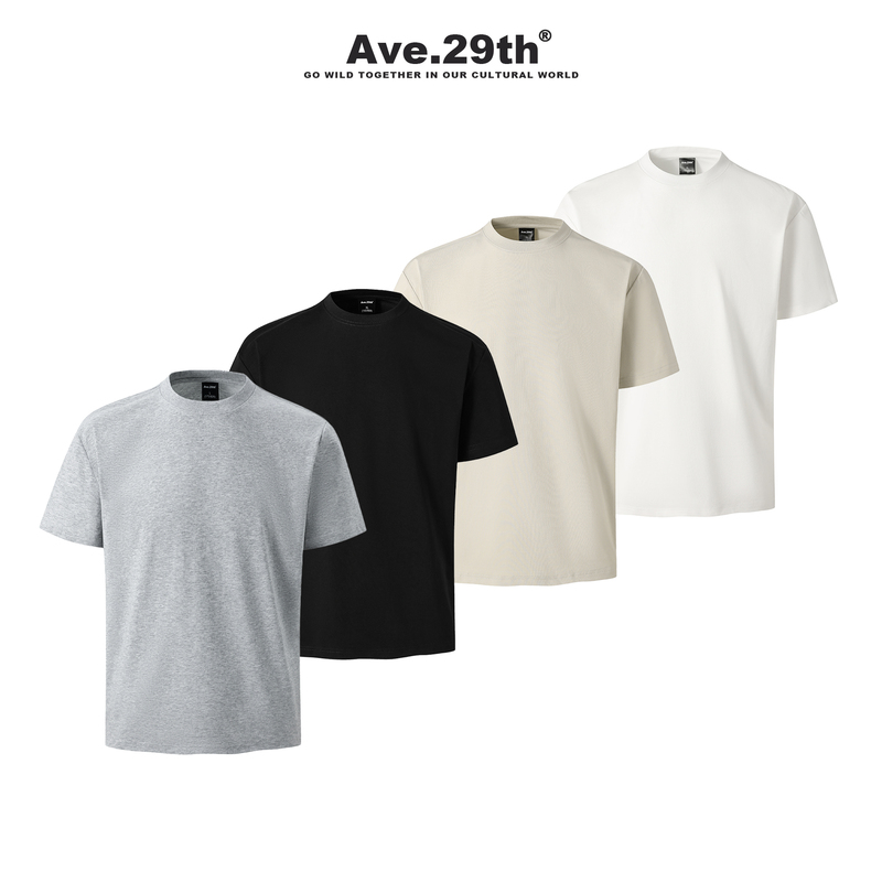 Ave.29Th Cool Fabric Cleanfit Solid Color T-Shirt Boxy Short Cut Round Neck Regular Shoulder Short Sleeve Unisex
