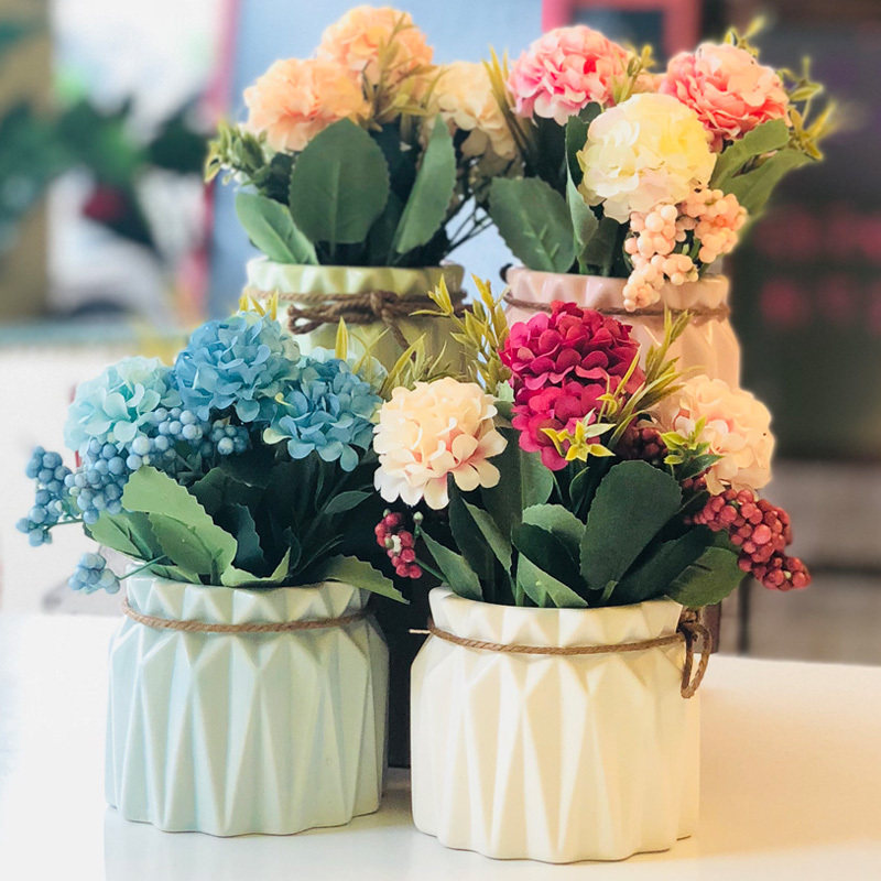 Fields Garden Flowers Fresh And Creative Ceramic Flower Pots Simulation Green Plant Bonsai Dining Hall Desktop Decoration Pendulum plant Potted plants