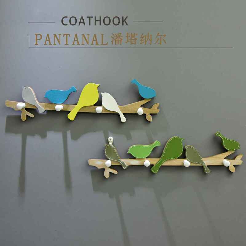 American Country-Style Zakka Hook, Creative Bird-Shaped Wooden Coat Rack, Wall-Mounted Key Holder, Room Decoration Coat Rack