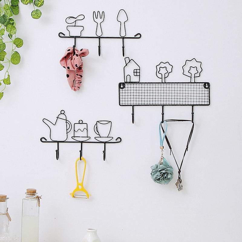 Nordic style creative wrought iron wall decoration hook rack creative kitchen wall knife hook wall hanging storage