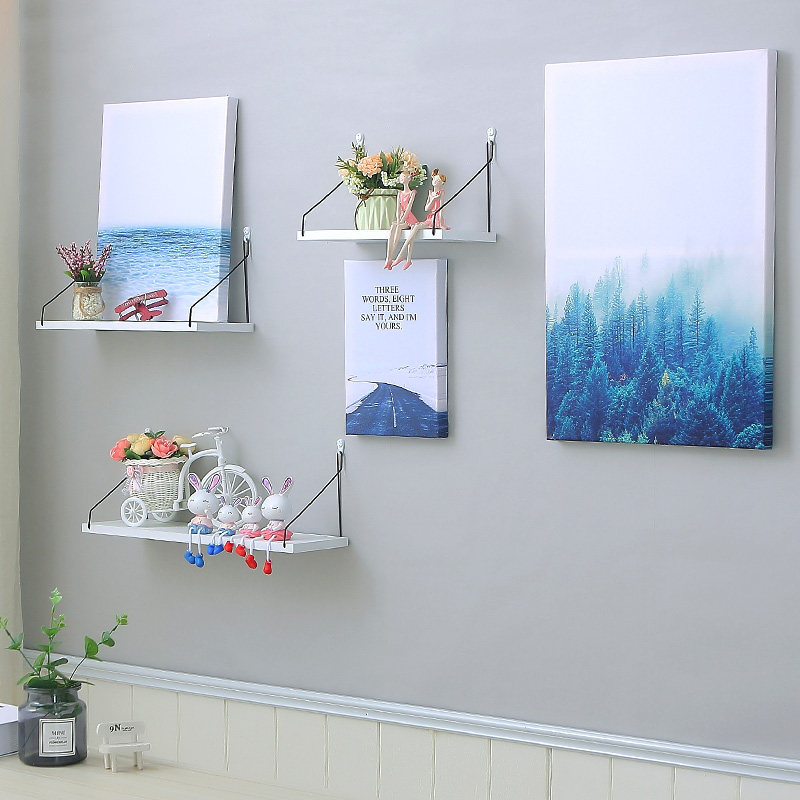 ins Nordic wall free punching rack room living room dormitory storage artifact wall decoration wall hanging bookshelf