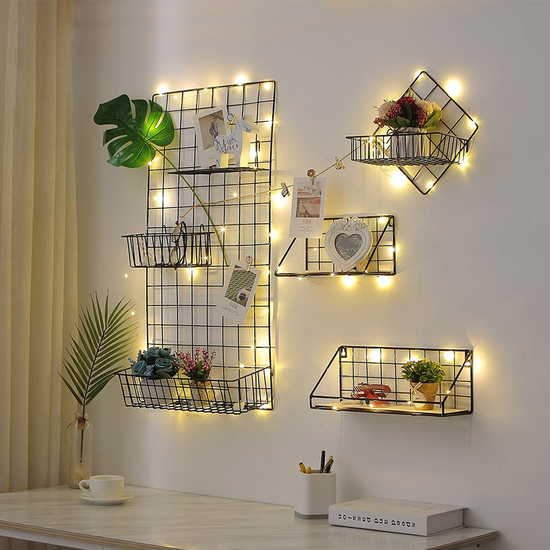 ins grid photo wall decoration frame hemp rope clip photo frame wall combination creative photo wall wrought iron rack