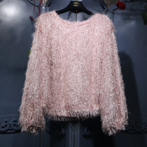 Early autumn Korean version of small crowdsourced design lantern sleeves fur blouse womens lazy wind sweater with loose foreign air flutblouse