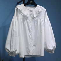 White Doll Collar Blouses Girls College Wind Agaric This Dolly Shirt Early Fall Design Feeling Lantern Sleeve Loose Shirt