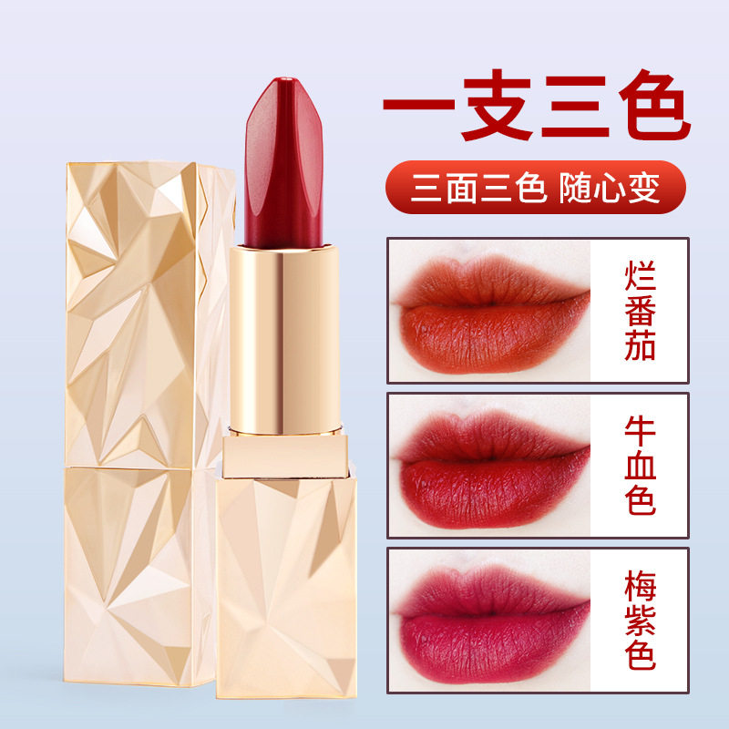 South Korea A three-color mouth red lipstick matt mist surface lasting waterproof moisturizing and moisturizing without sticking out of the cup