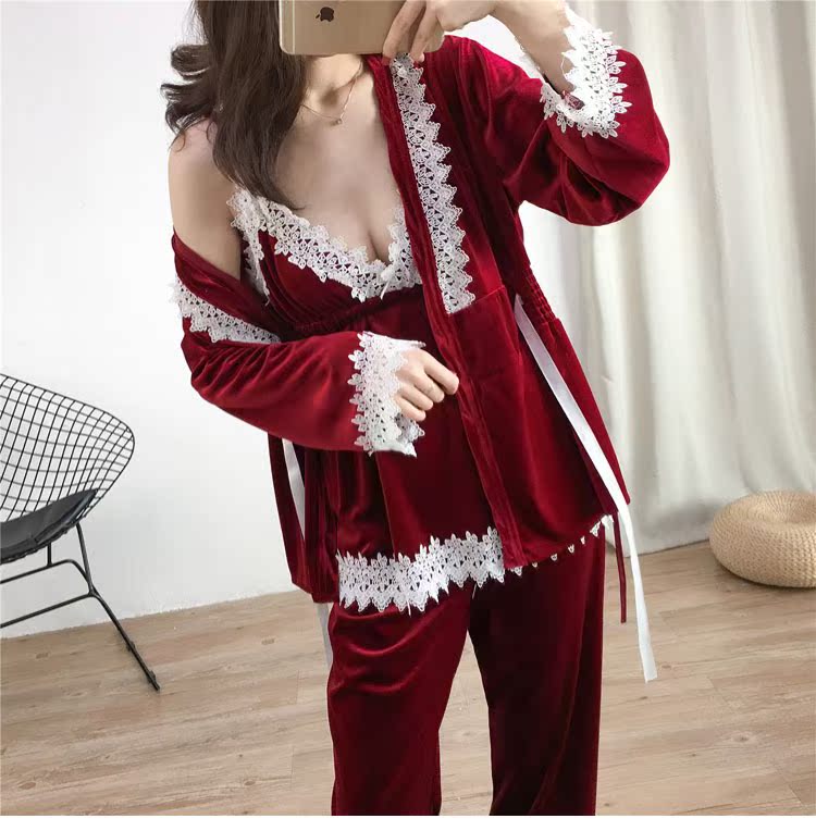Bộ đồ ngủ nữ mùa thu đông 2018 mới kiểu áo đồ bộ