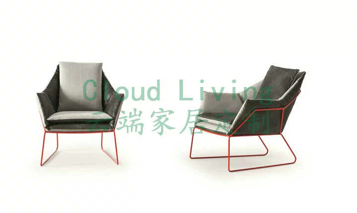 Ghế phòng chờ Sabah New York Ghế sofa đơn Vải giả da Kim loại Sáng tạo Bắc Âu Thiết kế nội thất cổ điển - Đồ nội thất thiết kế