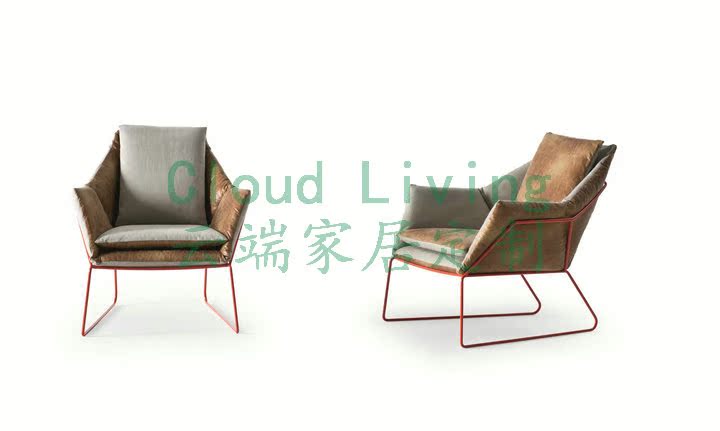 Ghế phòng chờ Sabah New York Ghế sofa đơn Vải giả da Kim loại Sáng tạo Bắc Âu Thiết kế nội thất cổ điển - Đồ nội thất thiết kế ghế phòng khách