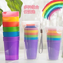 Childrens water glass anti-fall cup Children Korean version Student plastic cup mouth cup mens handmade cup anti-fall home ins