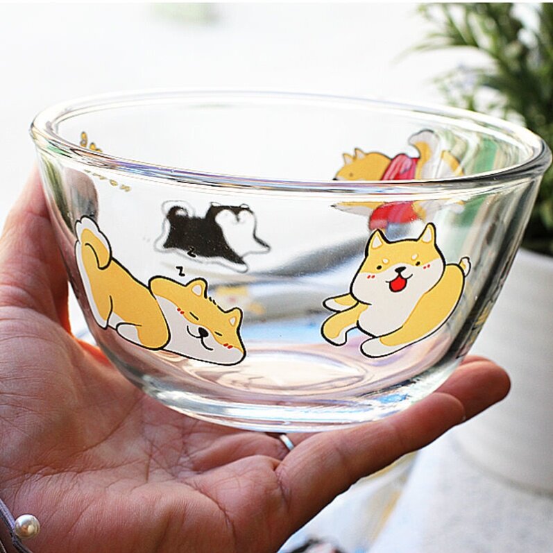 Cute Meow Martian Wang Stars Heat Resistant Glass Bowl Transparent Glass Salad Material Bowl with Bubbly Noodle Bowl microwave oven