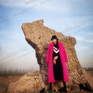 Đặc biệt hàng ngày giả con cáo lông faux fur coat siêu dài áo khoác lông dài áo gió áo choàng Mỏng nữ dạ lông cừu
