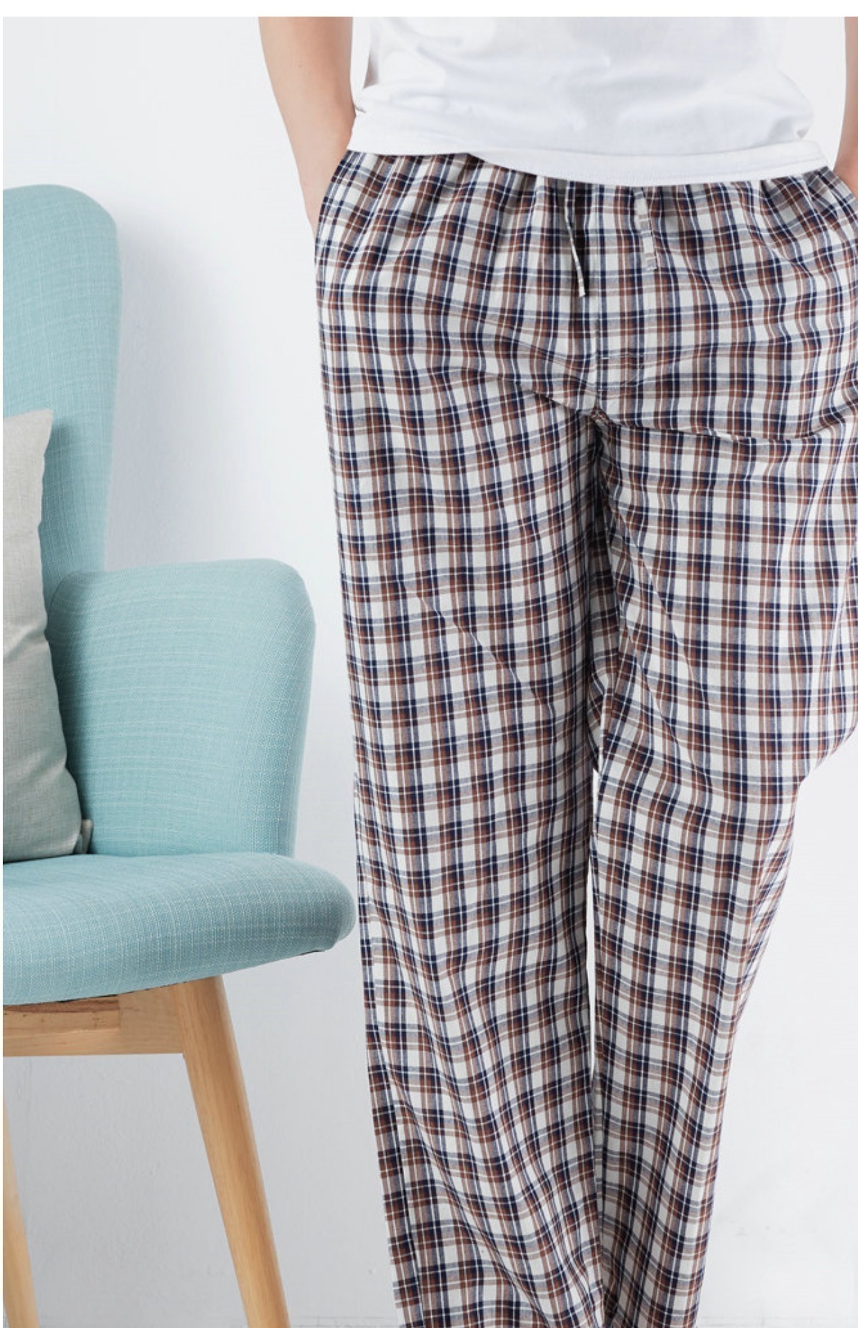 Bán chạy nhất mát gió mát quần ngủ nam cotton rơi kích thước lớn eo lỏng lẻo tăng quần lưới giản dị quần nhà quần âu nữ