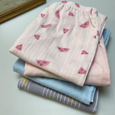 Girls' sleeping pants, mosquito repellent pants, pure cotton double-layer cotton yarn long pants, loose home pants, all-cotton children's home pants, air-conditioned pants