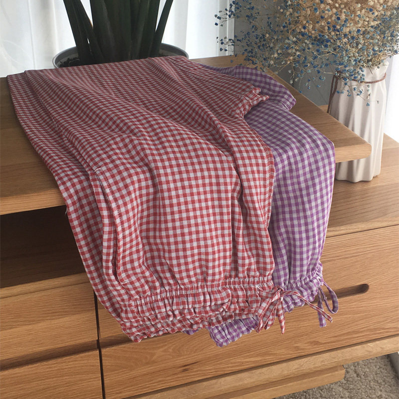 Pajama pants women's summer trousers cotton double-layer cotton yarn home pants sleeping pants loose cotton confinement air-conditioned pants