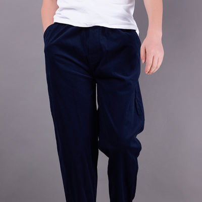 Spring style middle-aged men's outerwear pure cotton soft corduroy loose large-sized all-cotton pajama pants with a front opening