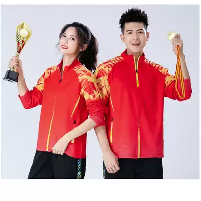 2021 Spring and Autumn new long sleeve badminton suit sports suit men and women volleyball table tennis comprehensive training team uniform coat