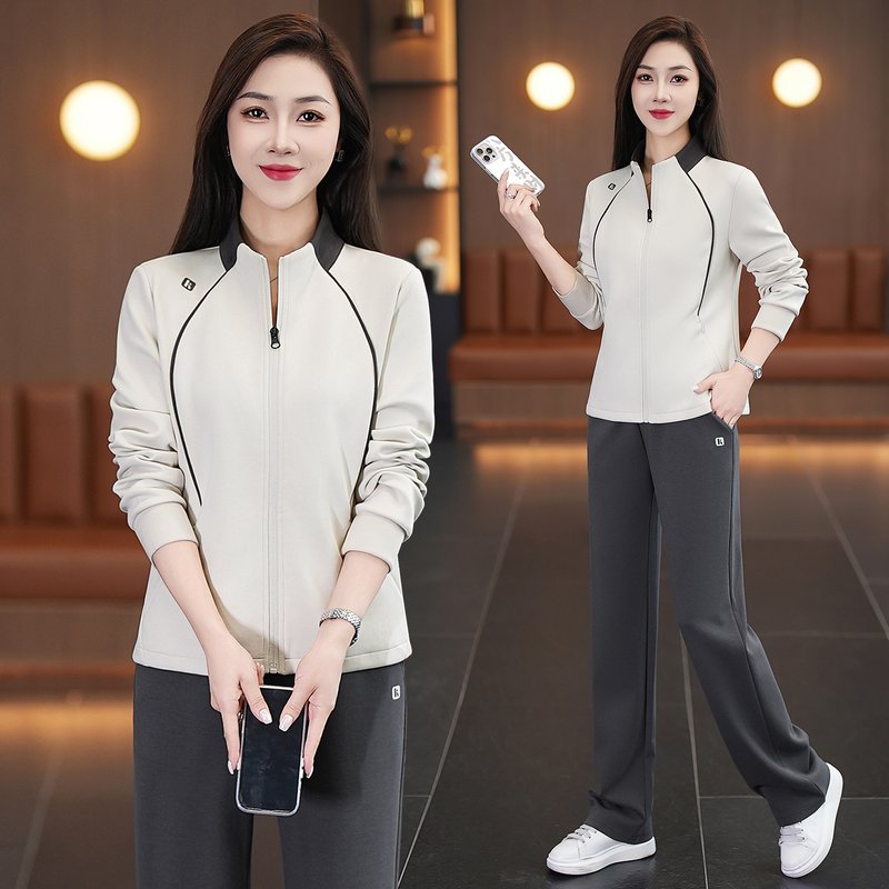 2025 Casual Sports Suit for Women, Spring and Autumn Long-Sleeved Loose Fashion Two-Piece Set, Simple Suit